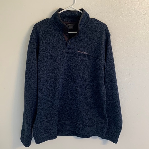 Eddie Bauer Black & Blue 3/4 Snap Up Pullover Size L - Picture 1 of 6